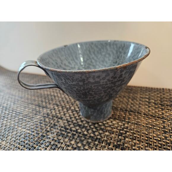 Antique Graniteware Enamel Gray Metal Canning Funnel for Fruit Jar - Picture 1 of 10